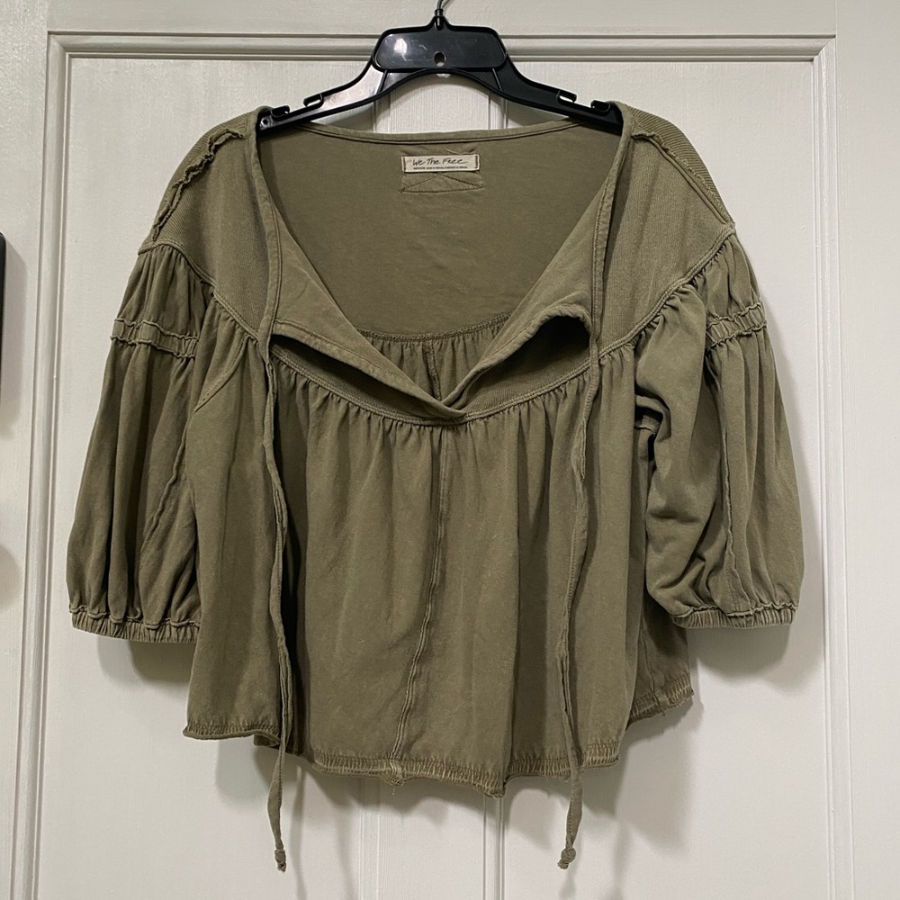 We The Free Sage Green Boho Blouse
